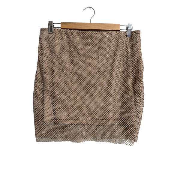 Sincerely Jules Beige Mesh Rhinestone Crystal Skirt Size XL - Picture 1 of 6
